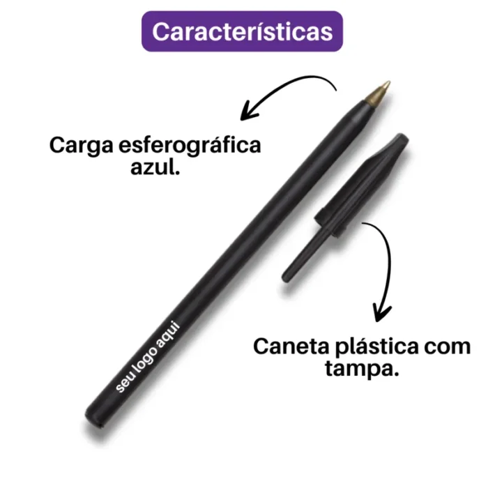 Brinde Caneta Plástica com Tampa Personalizada - SDP13629B