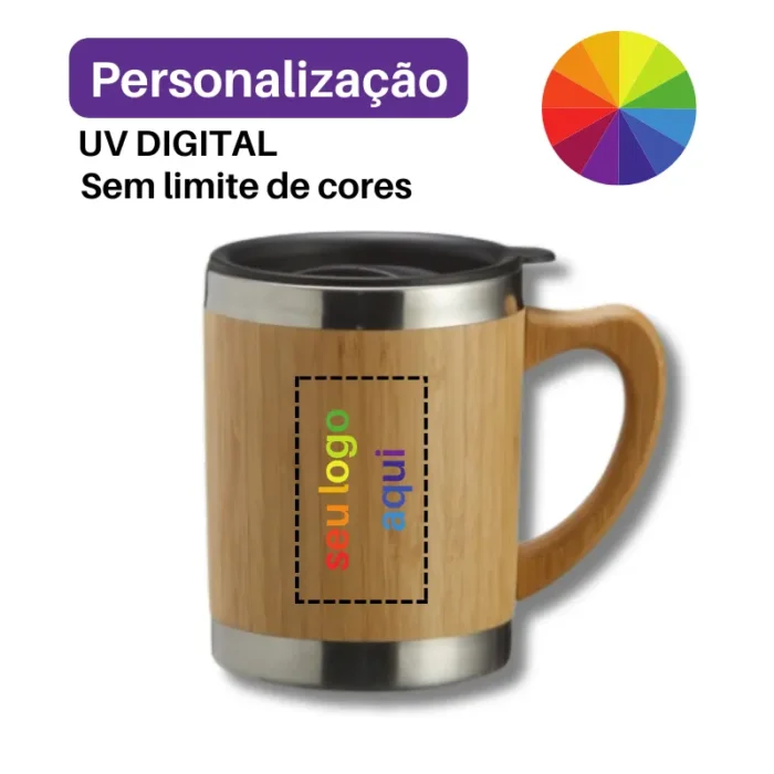 Brinde Caneca Personalizada Bambu 300ml SDP03099