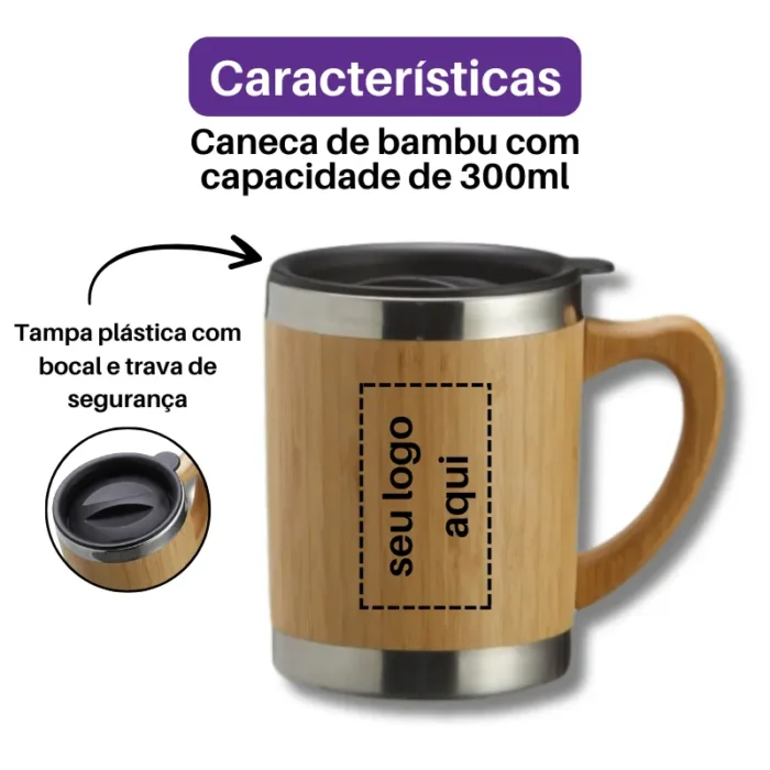 Brinde Caneca Personalizada Bambu 300ml SDP03099