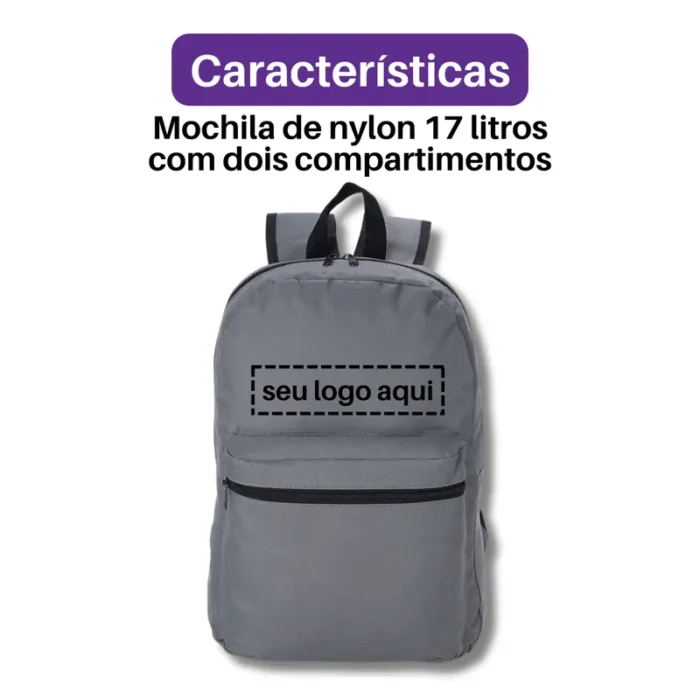 Brinde Mochila Personalizada Nylon 17 Litros SDP02105