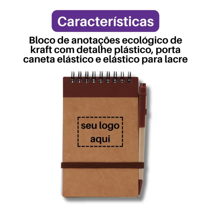 Brinde Bloco de Anotações Personalizado Ecológico com Caneta SDP05064