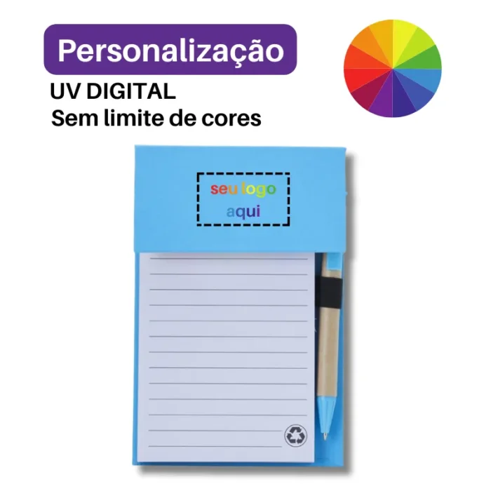 Brinde Bloco de Anotações Personalizado com Autoadesivos e Caneta SDP05049