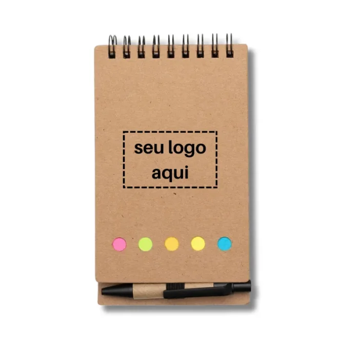 Brinde Bloco de Anotações Personalizado com Caneta e Autoadesivo SDP12244