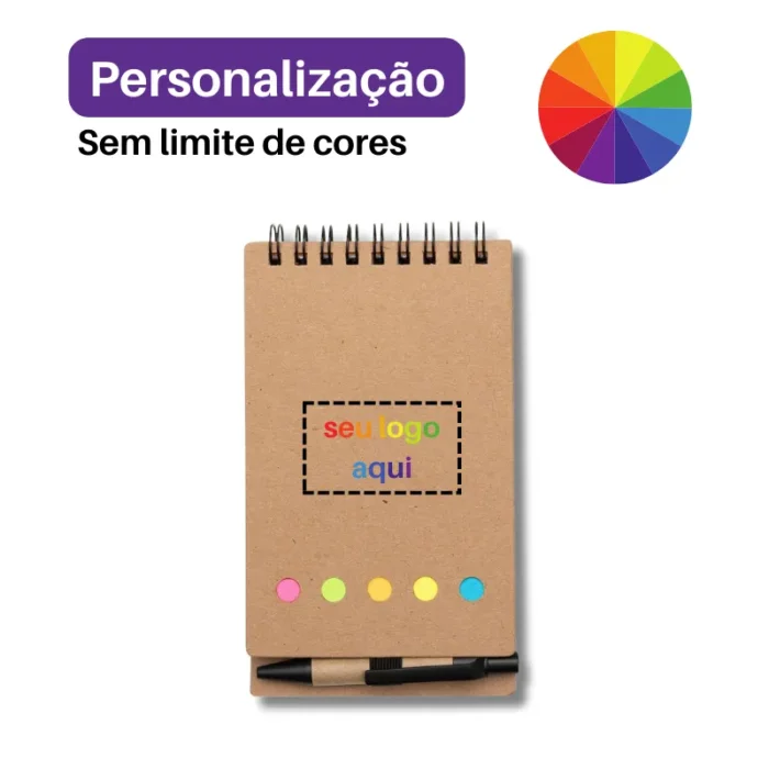 Brinde Bloco de Anotações Personalizado com Caneta e Autoadesivo SDP12244