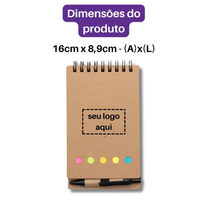 Brinde Bloco de Anotações Personalizado com Caneta e Autoadesivo SDP12244