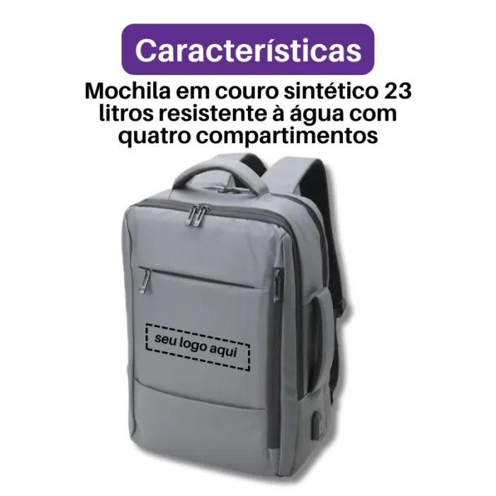 Brinde Mochila Personalizada Couro Sintético USB 23 Litros SDP01902