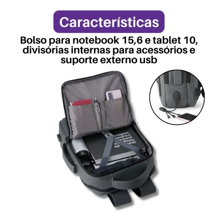 Brinde Mochila Personalizada Couro Sintético USB 23 Litros SDP01902