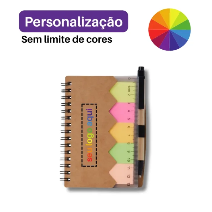 Brinde Bloco de Anotações Personalizado com Autoadesivos e Caneta SDP05065