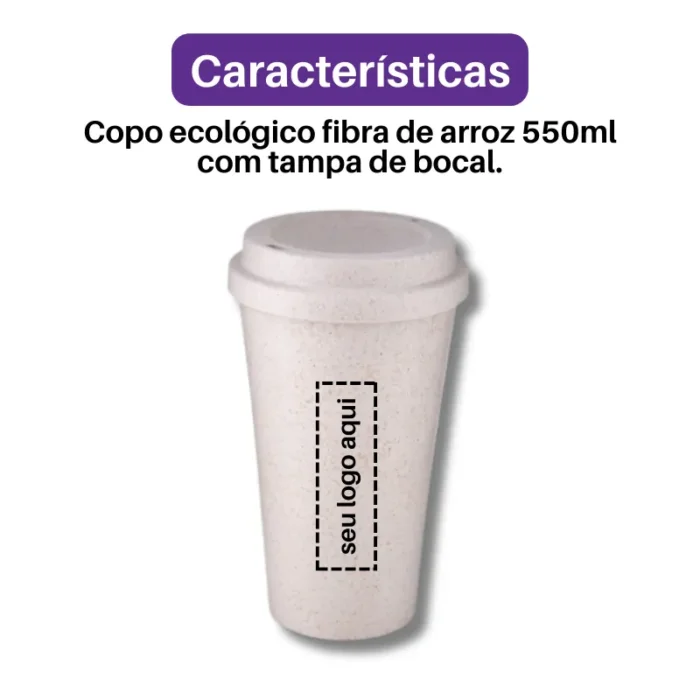 Brinde Copo Personalizado Fibra de Arroz 550ml SDP14499