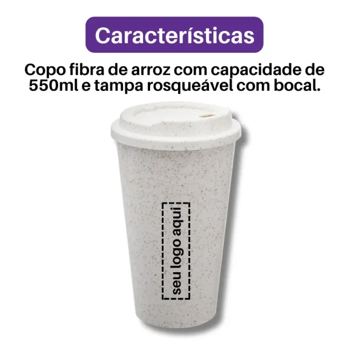 Brinde Copo Personalizado Fibra de Arroz 550ml SDP14874
