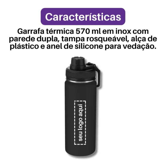 Brinde Garrafa Personalizada Térmica Inox 570ml SDP14976B