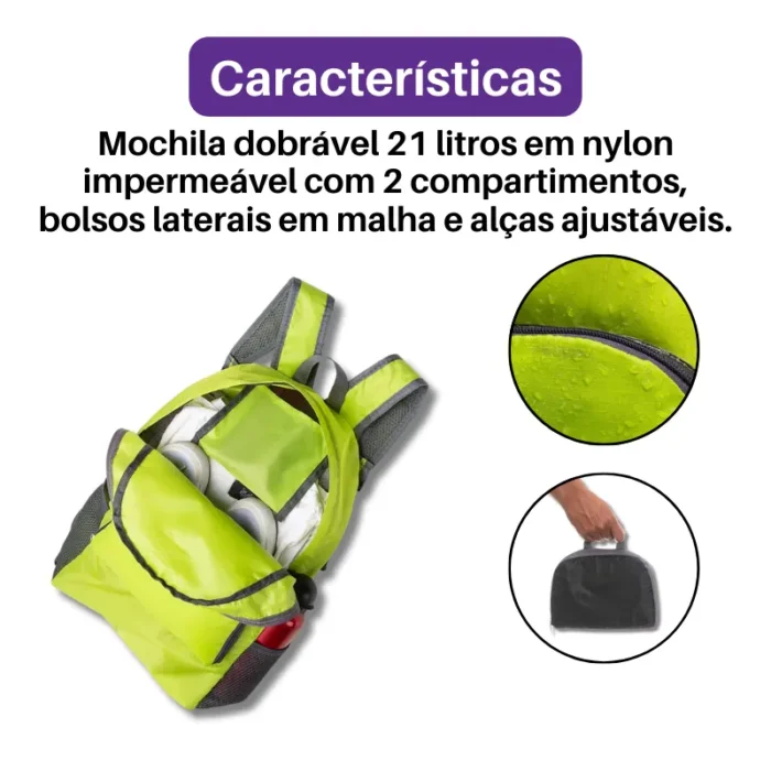 Brinde Mochila Personalizada Dobrável Nylon SDP18539