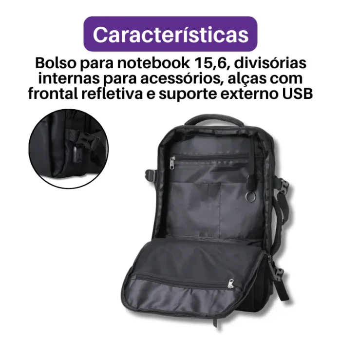 Brinde Mochila Personalizada Nylon USB 20 Litros SDP05009