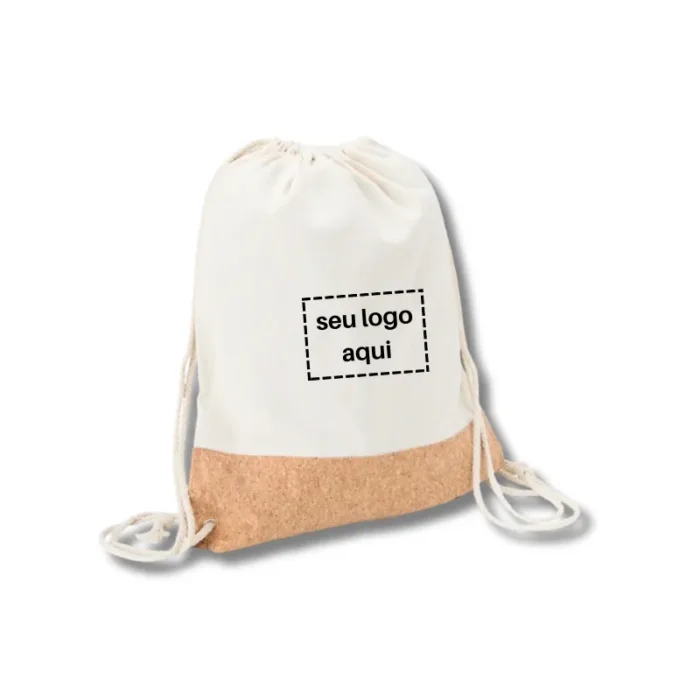 Brinde Mochila Saco Personalizada Lona e Cortiça SDP08078