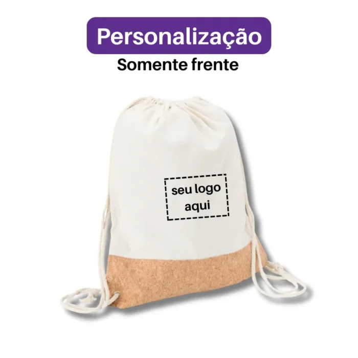 Brinde Mochila Saco Personalizada Lona e Cortiça SDP08078
