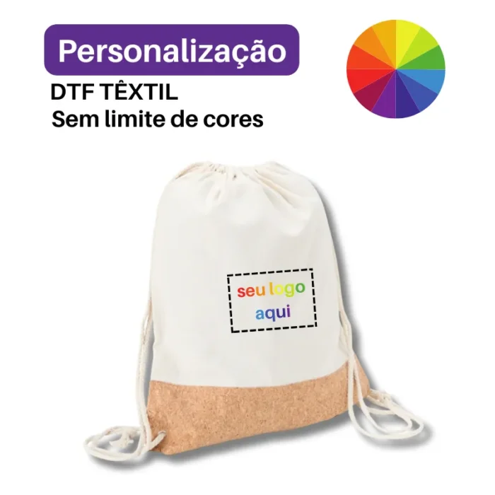 Brinde Mochila Saco Personalizada Lona e Cortiça SDP08078
