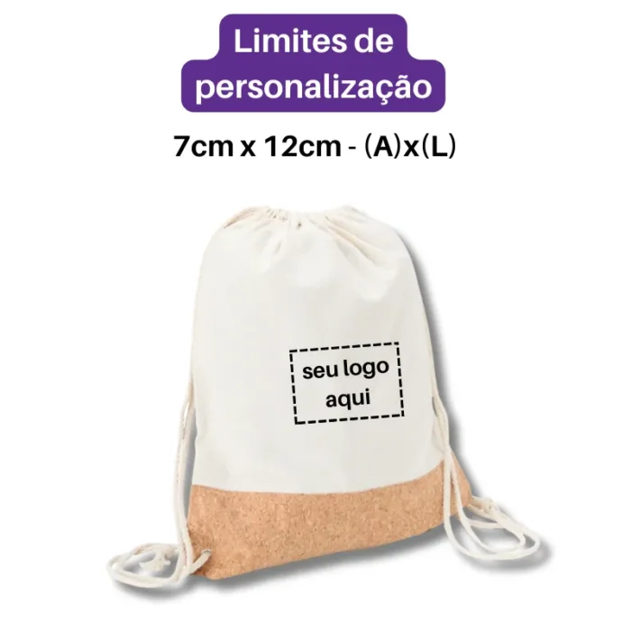 Brinde Mochila Saco Personalizada Lona e Cortiça SDP08078