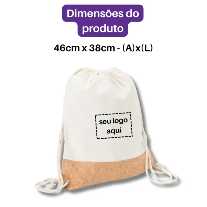 Brinde Mochila Saco Personalizada Lona e Cortiça SDP08078