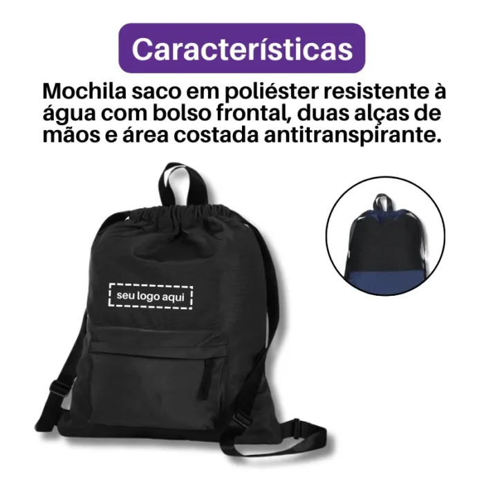 Brinde Mochila Saco Personalizada Poliéster SDP04060