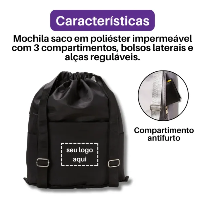 Brinde Mochila Saco Personalizada Poliéster SDP05070