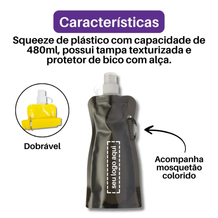 Brinde Squeeze Personalizada Dobrável 480ml SDP12459