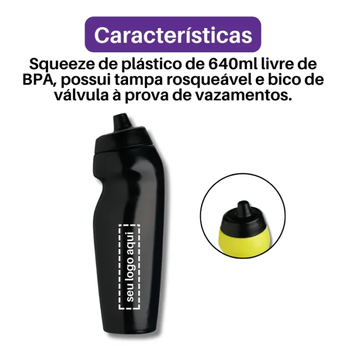 Brinde Squeeze Personalizada Plástico 640ml SDP18799