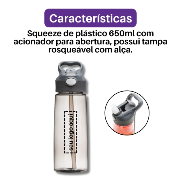 Brinde Squeeze Personalizada Plástico 650ml SDP13929