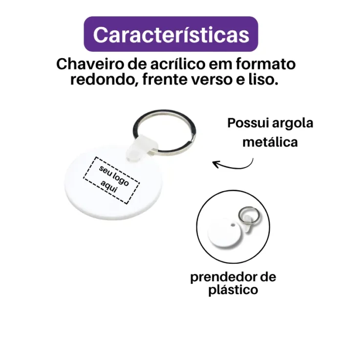 Brinde Chaveiro Personalizado Acrílico Redondo SDP18727